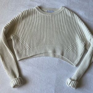 Cream Ribbed Women's Sweater